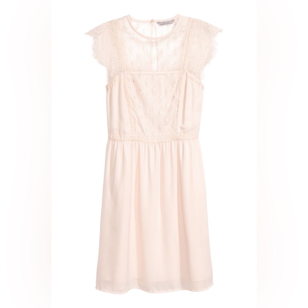 H&M, Mini White Lace Dress, Size US 2